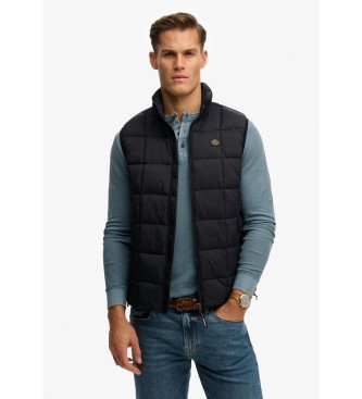 Superdry para hombre. M5012342A Chaleco Quilt Fuji negro (M), Casual, Sostenible, Nylon reciclado
