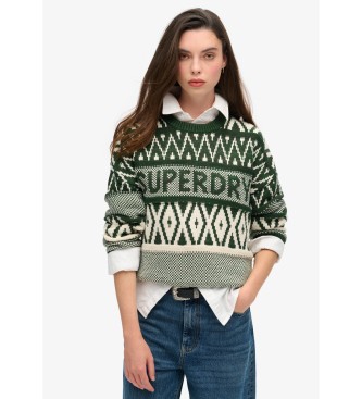 Superdry för kvinnor. W6110559A Crewneck-tröja med grön varumärkesdesign (S), Casual, Akryl