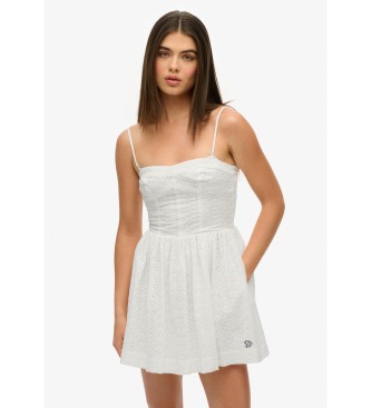 Superdry för kvinnor. W8012023A Broderie Cami Miniklänning vit (XXS), Casual, Bomull, Ärmlös / Hängselbyxor