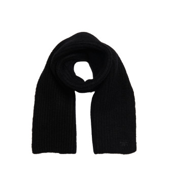 Bufanda de punto de canalé negro (OSFA), Casual, Nylon