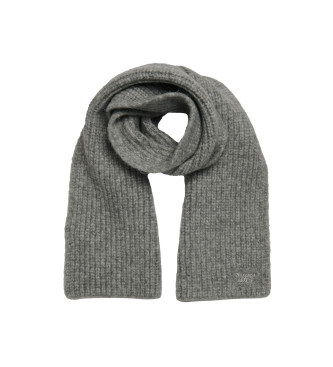 Bufanda de punto de canalé gris (OSFA), Casual, Nylon