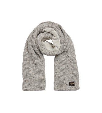 Superdry för kvinnor. W9310068A Grå stickad halsduk med åttor (OSFA), Casual