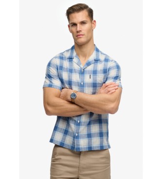 Superdry para hombre. M4011139A Camisa Cabana Check azul (M), Casual, Algodón, Manga corta