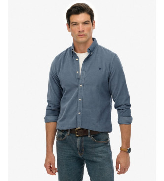 Superdry para hombre. M4011044A Camisa Classic Needle azul (M), Casual, Algodón, Manga larga