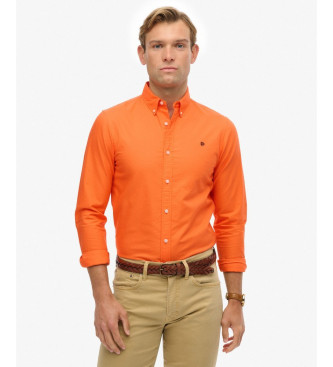 Superdry para hombre. M4011037A Camisa Classic Oxford naranja (L), Casual, Algodón, Manga larga