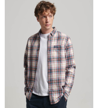 Superdry para hombre. M4010727A Camisa de leñador de algodón orgánico a cuadros beige (M), Casual, Manga larga, Sostenible