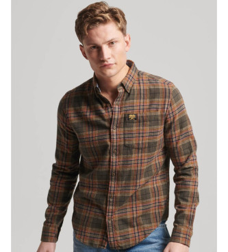 Superdry para hombre. M4010727A Camisa de leñador de algodón orgánico a cuadros verde (S), Casual, Manga larga, Sostenible