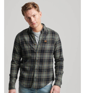 Superdry para hombre. M4010727A Camisa de leñador de algodón orgánico a cuadros verde (S), Casual, Manga larga, Sostenible