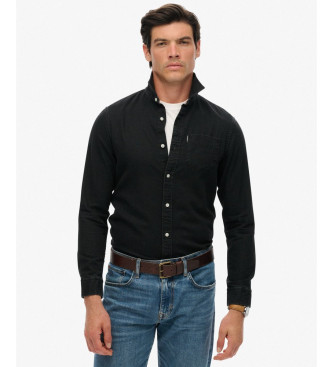 Superdry para hombre. M4011065A Camisa Essentials negro (XXL), Casual, Algodón, Manga larga