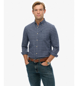 Superdry para hombre. M4011042A Camisa Premium Check Oxford azul (L), Casual, Algodón, Manga larga