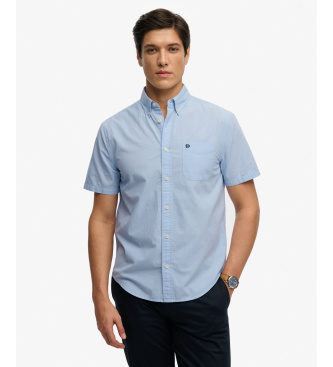 Superdry para hombre. M4011108A Camisa Preppy azul (L), Casual, Algodón, Clásico, Manga corta