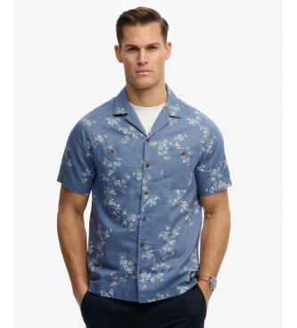 Superdry para hombre. M4011130A Camisa Printed azul (XL), Casual, Algodón, Manga corta