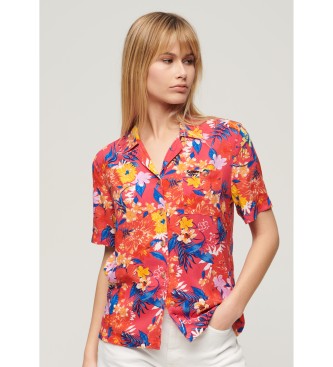 Superdry para mujer. W4010419A Camisa Beach Resort rosa (XS), Casual, Viscosa, Manga corta