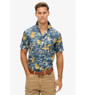 Superdry para hombre. M4010947A Camisa con estampado hawaiano azul (XL), Casual, Modal, Manga corta