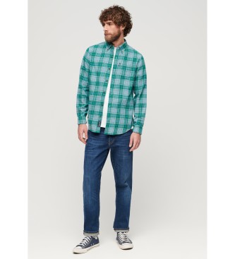 Superdry para hombre. M4010737A Camisa a cuadros vintage verde (S), Casual, Algodón, Manga larga 3