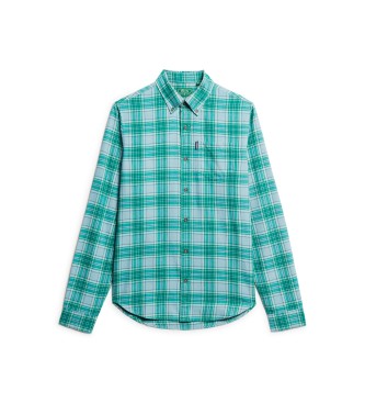 Superdry para hombre. M4010737A Camisa a cuadros vintage verde (S), Casual, Algodón, Manga larga 4