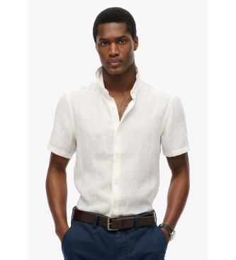 Superdry para hombre. M4010937A Camisa Vacation blanco (XXL), Casual, Lino, Manga corta