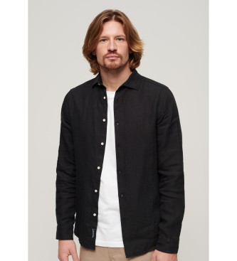 Superdry för män. M4010607A Långärmad casual linneskjorta svart (XXL), Lino, Lång ärm