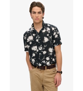 Superdry para hombre. M4010941A Camisa estampada de manga corta negro (S), Casual, Modal