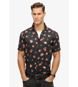 Superdry para hombre. M4010941A Camisa estampada de manga corta negro (L), Casual, Modal