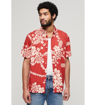 Camisa hawaiana rojo (M), Casual, Algodón, Manga corta, Superdry outlet 2024.