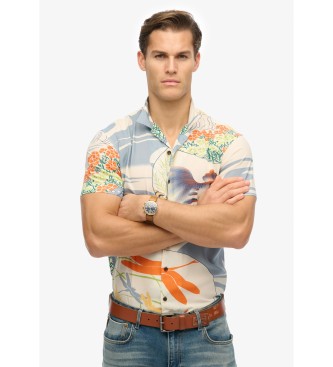 Superdry para hombre. M4010945A Camisa hawaiana Merchant Store blanco (L), Casual, Modal, Manga corta