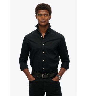 Superdry para hombre. M4010993A Camisa ligera entallada Essentials negro (XL), Casual, Algodón, Manga larga