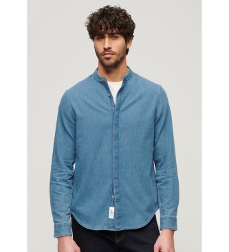 Superdry para hombre. M4010825A Camisa índigo con cuello panadero Merchant azul (XXL), Casual, Manga larga, Algodón Orgánico, Sostenible
