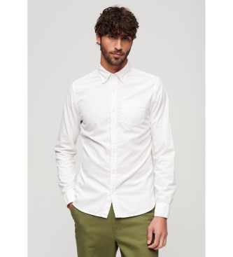 Superdry para hombre. M4010653A Camisa Oxford blanco (XL), Casual, Fiesta, Clásico, Manga larga, Algodón Orgánico, Sostenible