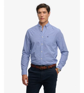 Superdry para hombre. M4011107A Camisa Preppy Poplin azul (L), Casual, Algodón, Manga larga