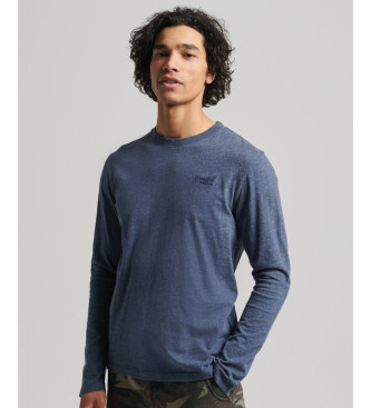 Superdry para hombre. M6010550A Camiseta de algodón orgánico con logotipo Vintage bordado marino (S), Casual, Manga larga, Sostenible