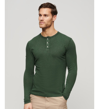 Superdry - pour homme. t-shirt vert en maille avec collier de boulanger