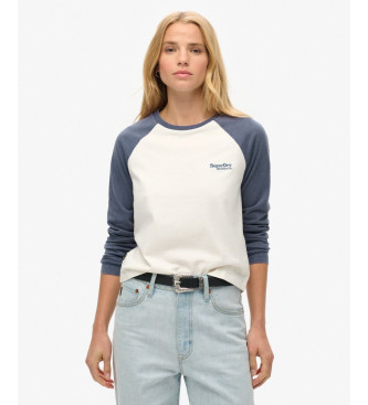 Superdry para mujer. W6011805A Camiseta Essential Baseball azul (S), Casual, Algodón, Manga larga