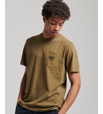 Superdry para hombre. M1011784A Camiseta gráfica con motivo de tatuaje verde (M), Casual, Algodón, Manga corta