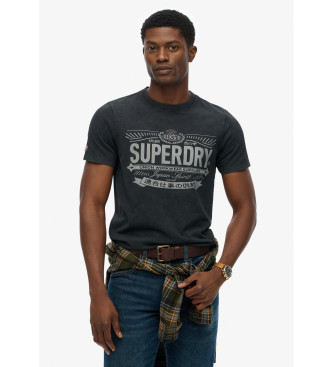 Superdry unisex. M1012229A Camiseta Heritage negro (S), Casual, Algodón, Manga corta