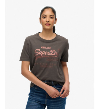 Superdry para mujer. W1011731A Camiseta Relaxed gris (XS), Casual, Algodón, Manga corta