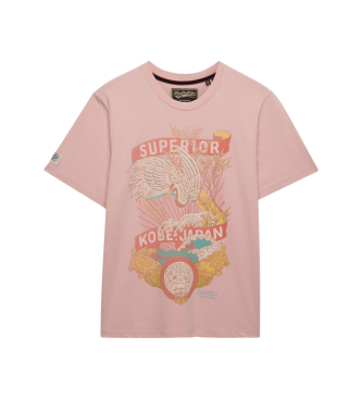 Superdry para hombre. M1012235A Camiseta Tokyo Relaxed rosa (S), Casual, Algodón, Manga corta