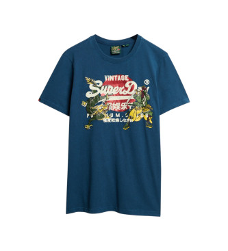 Superdry para hombre. M1012111A Camiseta Vintage Tokyo azul (M), Casual, Algodón, Manga corta