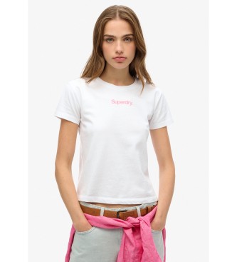 Superdry para mujer. W1011635A Camiseta ajustada con logotipo Core City blanco (XS), Casual, Algodón, Manga corta