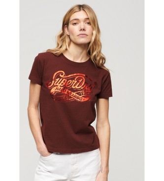 Superdry - pour femme. t-shirt moulant workwear marron m?tallis