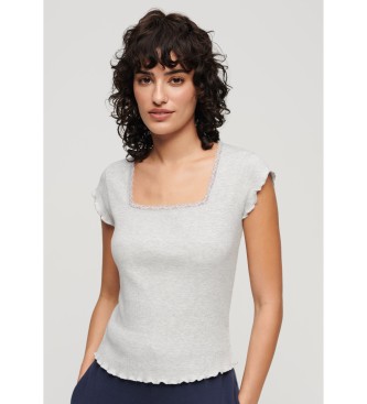 Superdry Camiseta con escote cuadrado Athletic Essential gris