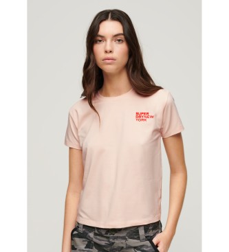 Superdry For Woman. W1011374A Sport Luxe Graphic T-shirt Pink (Xs), Casual, Cotton, Short Sleeve
