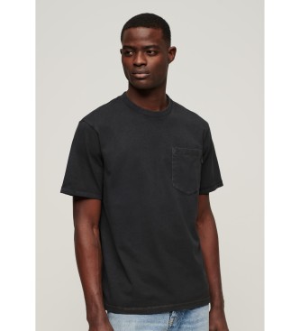 Superdry för män. M1011723A T-shirt med kontrastsömmar och ficka svart (XXL), Casual, Bomull, Kort ärm