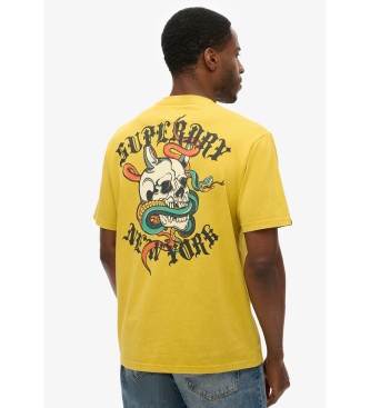 Superdry para hombre. M1012130A Camiseta Neo Trad Tattoo amarillo (L), Casual, Algodón, Manga corta 3