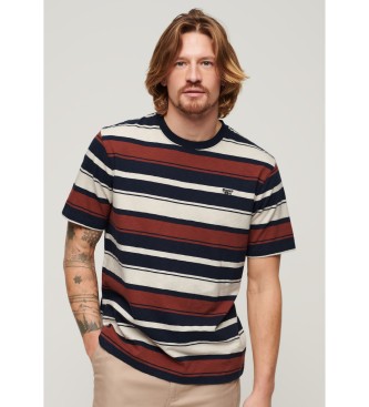 Superdry för män. M1011722A T-shirt i avslappnad passform med röda och marinblå ränder (XXL), Casual, Bomull, Kort ärm, Marino
