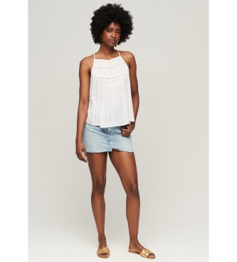 Superdry para mujer. W6011652A Camiseta con canesú de encaje Vintage blanco (M), Casual, Viscosa, Sin mangas / Tirantes 4