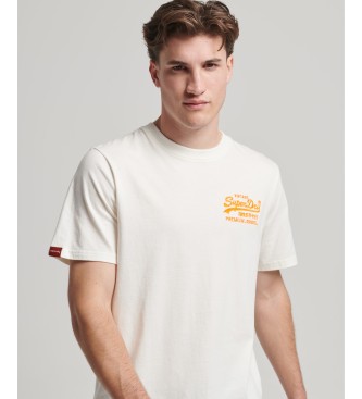 Superdry - pour homme. t-shirt fluor avec logo vintage blanc cass