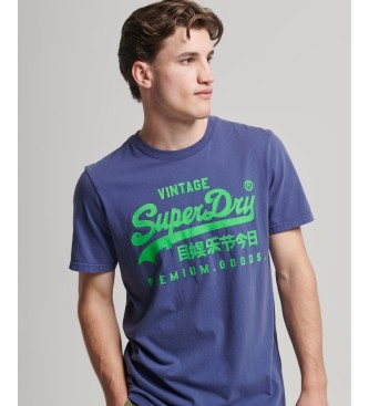 Superdry - pour homme. t-shirt fluor avec logo vintage bleu