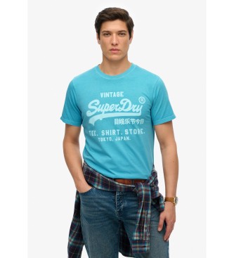 Superdry para hombre. M1012119A Camiseta flúor Vintage azul (XL), Casual, Algodón, Manga corta