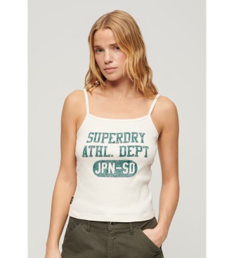 Superdry - pour femme. athletic college t-shirt c?tel? blanc cass